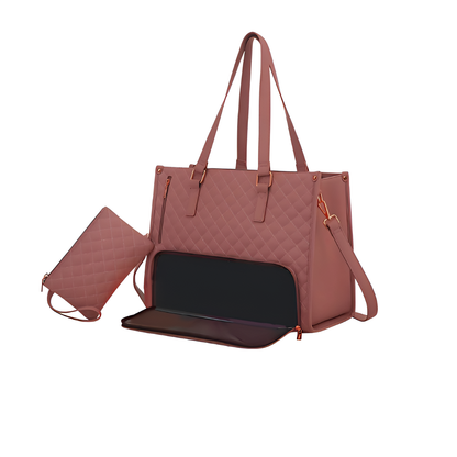 Quilted Luxe Tote – 3-in-1 Lunch, Laptop & Style Bag