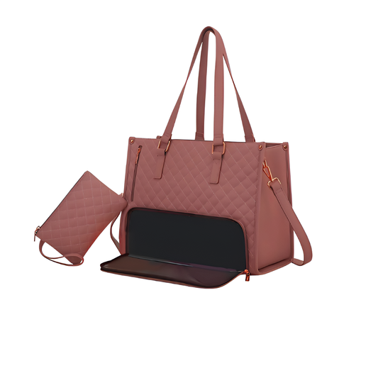 Quilted Luxe Tote – 3-in-1 Lunch, Laptop & Style Bag