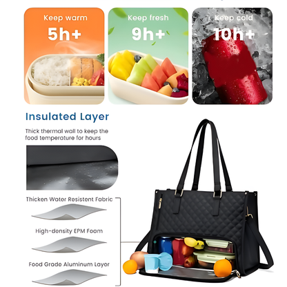 Quilted Luxe Tote – 3-in-1 Lunch, Laptop & Style Bag