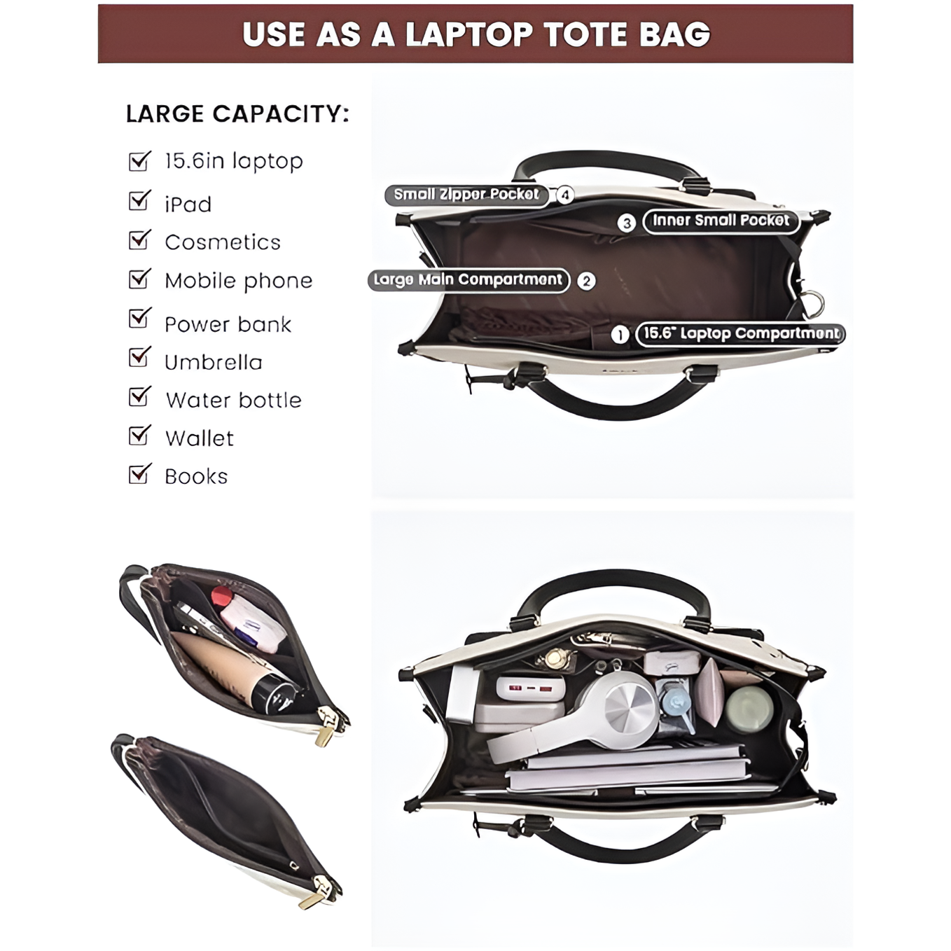 Quilted Luxe Tote – 3-in-1 Lunch, Laptop & Style Bag