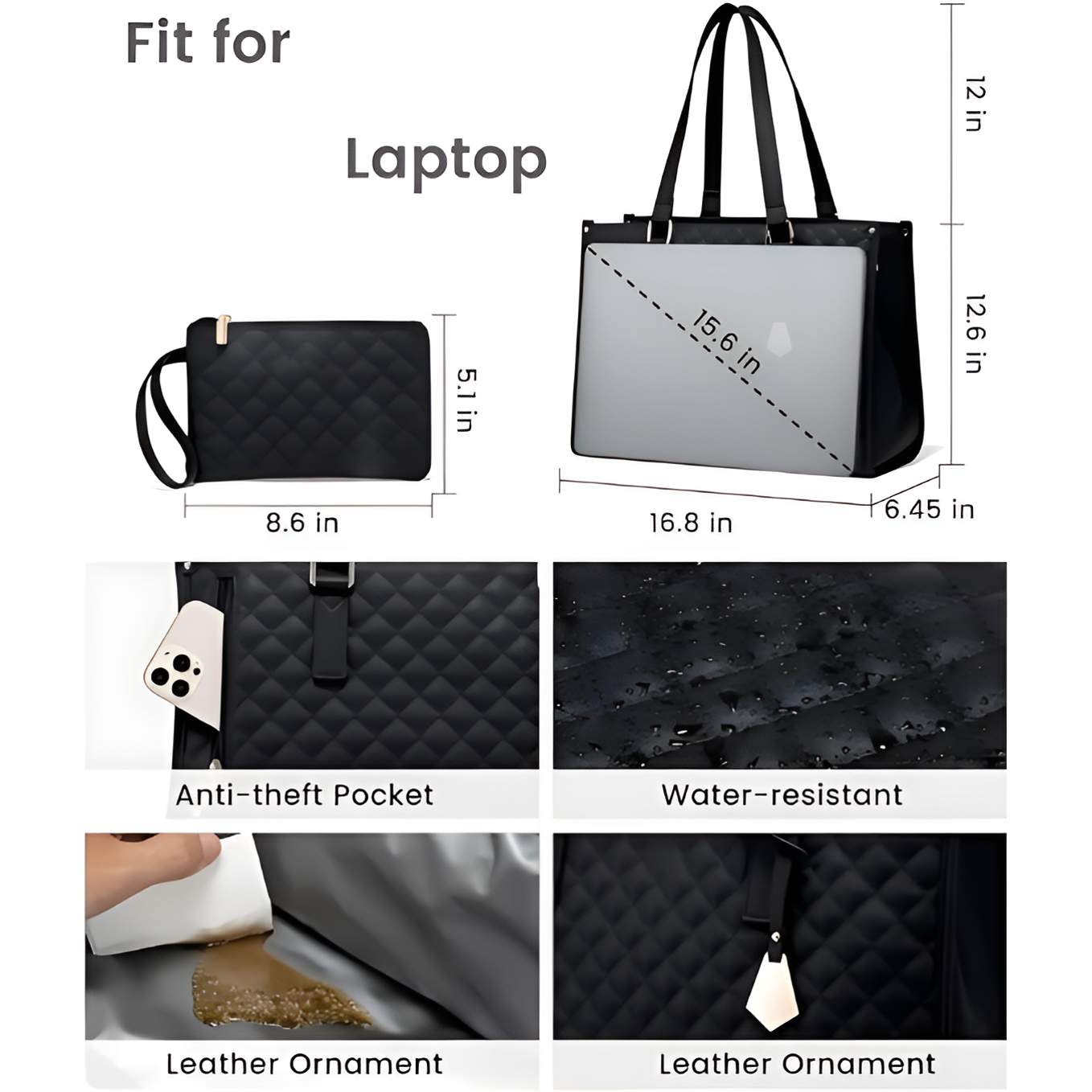 Quilted Luxe Tote – 3-in-1 Lunch, Laptop & Style Bag