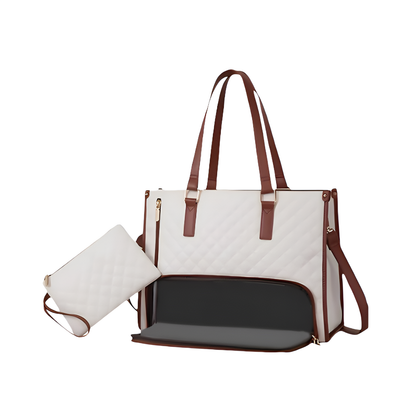 Quilted Luxe Tote – 3-in-1 Lunch, Laptop & Style Bag