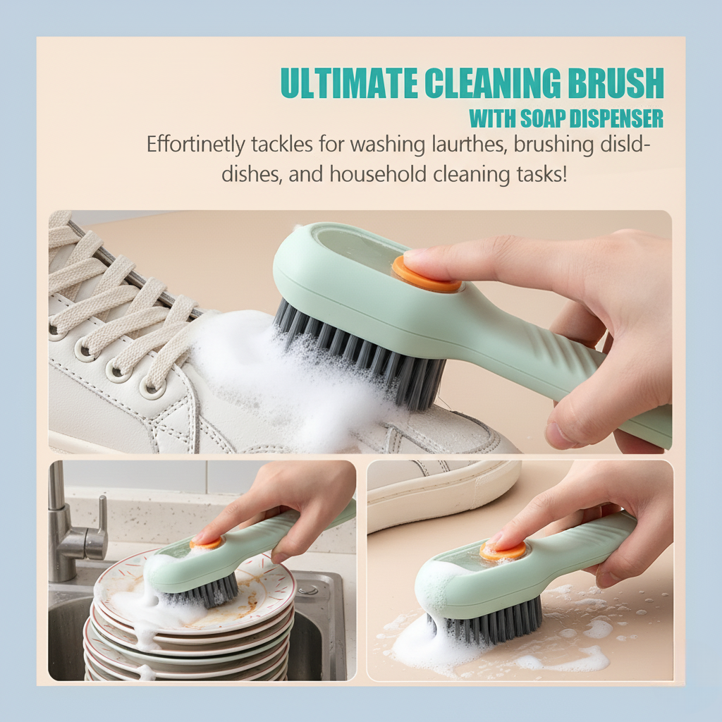 Plastic Multifunctional Liquid Brush, Liquid Adding Soft Fur Cleaning Brush